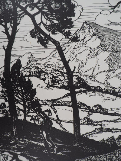 Jean-Baptiste VETTINER : Provence, dans les pins, Gravure sur bois originale (photo de détail 4) - Crédit photo : Galerie Art.Paris
