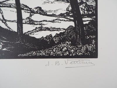 Jean-Baptiste VETTINER : Provence, dans les pins, Gravure sur bois originale (photo de détail 2) - Crédit photo : Galerie Art.Paris