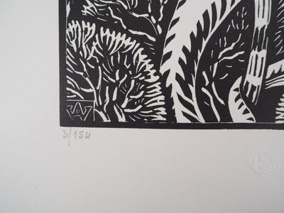 Henri AMEDEE-WETTER : Maternité à la sirène, Gravure sur bois originale (photo de détail 6) - Crédit photo : Galerie Art.Paris