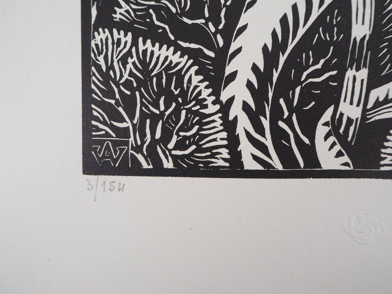 Henri AMEDEE-WETTER : Maternité à la sirène, Gravure sur bois originale (photo de détail 6) - Crédit photo : Galerie Art.Paris