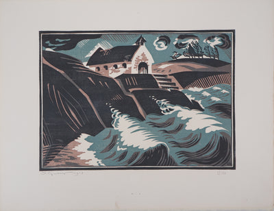 Sophie GRISEZ : Paysage breton (Golfe du Morbihan), Gravure sur bois originale (vue générale) - Crédit photo : Galerie Art.Paris