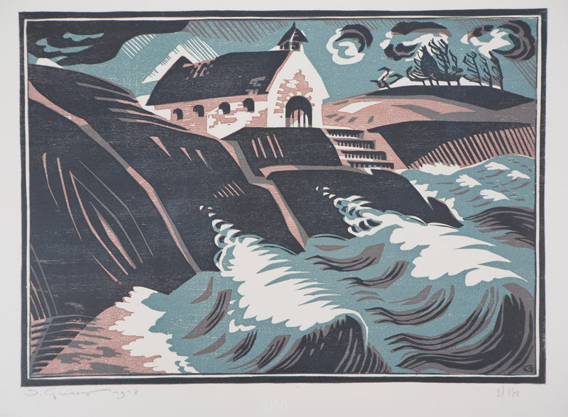 Sophie GRISEZ : Paysage breton (Golfe du Morbihan), Gravure sur bois originale (photo de détail 2) - Crédit photo : Galerie Art.Paris