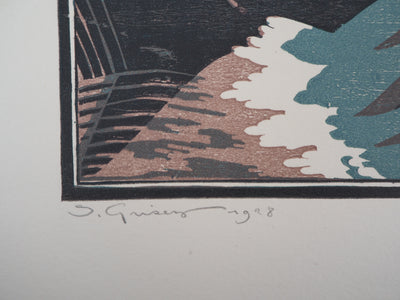 Sophie GRISEZ : Paysage breton (Golfe du Morbihan), Gravure sur bois originale (photo de détail 4) - Crédit photo : Galerie Art.Paris