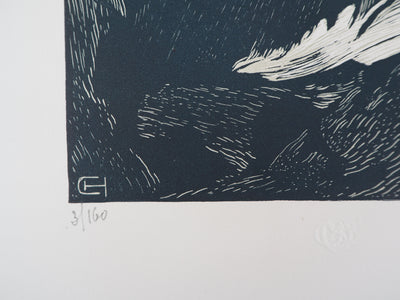 Henry CHEFFER : Finistère : Marée montante (Remous), Gravure sur bois originale (photo de détail 5) - Crédit photo : Galerie Art.Paris