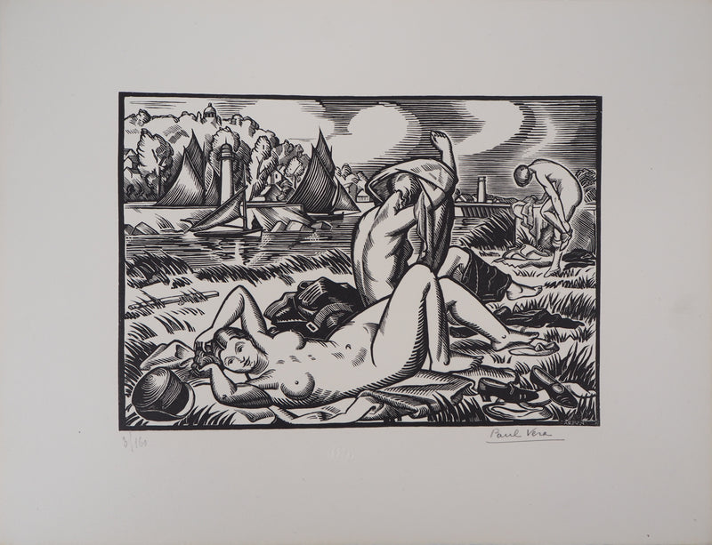 Paul VERA : Les baigneuses, Gravure sur bois originale (photo de détail 3) - Crédit photo : Galerie Art.Paris