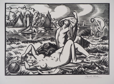 Paul VERA : Les baigneuses, Gravure sur bois originale (vue générale) - Crédit photo : Galerie Art.Paris