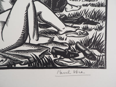 Paul VERA : Les baigneuses, Gravure sur bois originale (photo de détail 2) - Crédit photo : Galerie Art.Paris