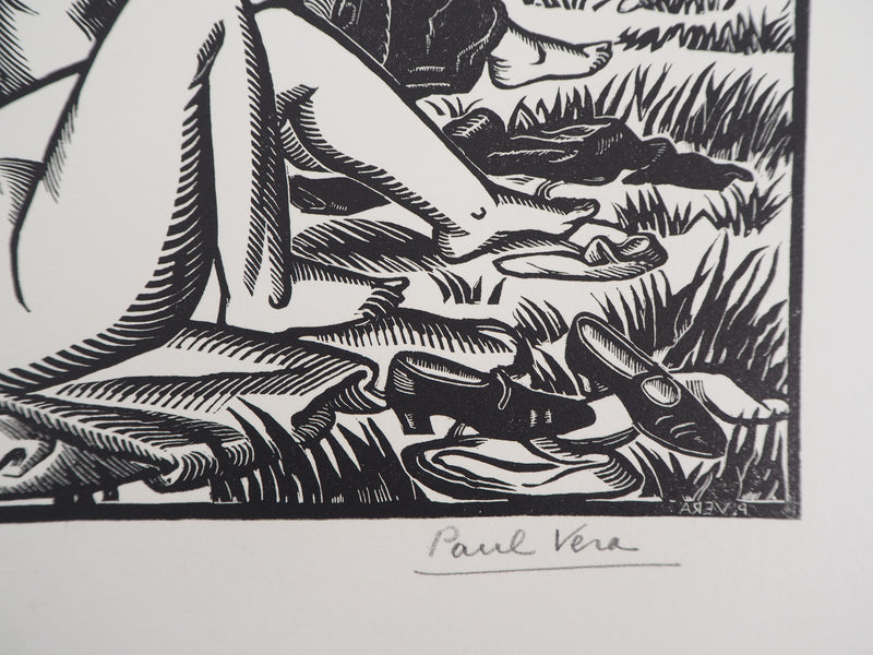 Paul VERA : Les baigneuses, Gravure sur bois originale (photo de détail 2) - Crédit photo : Galerie Art.Paris