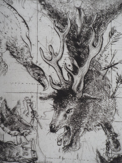 Mordecaï MOREH : Le supplice, Gravure originale signée