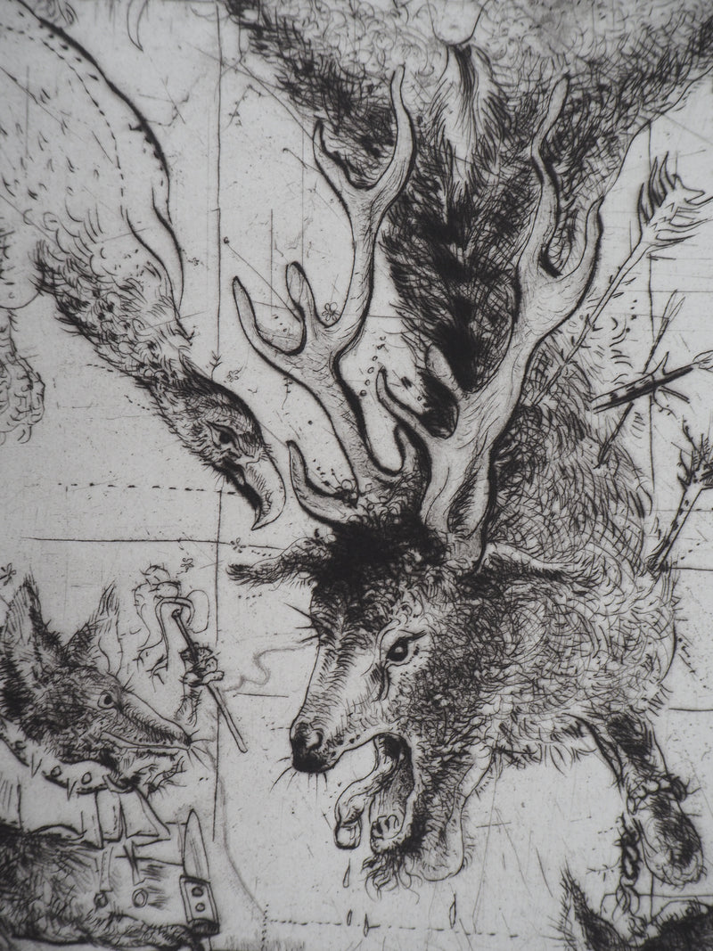 Mordecaï MOREH : Le supplice, Gravure originale signée