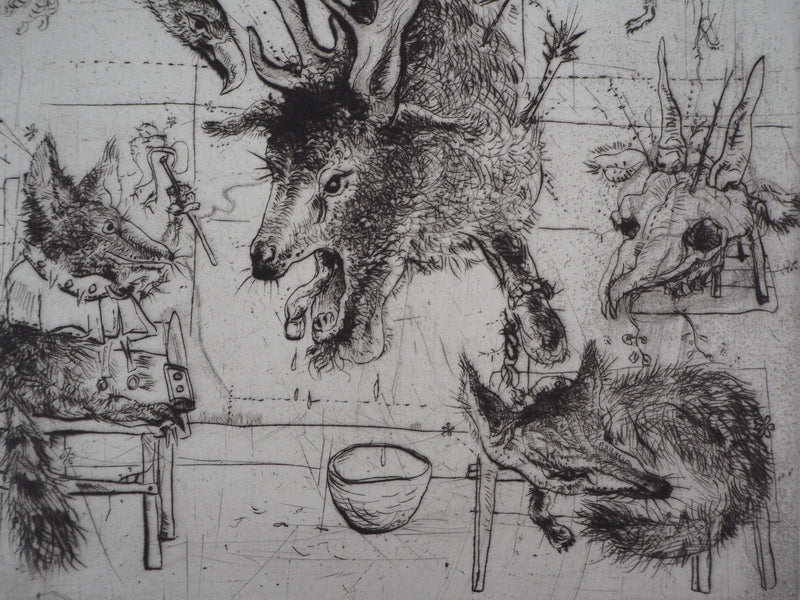 Mordecaï MOREH : Le supplice, Gravure originale signée