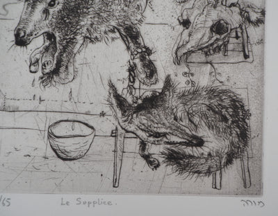 Mordecaï MOREH : Le supplice, Gravure originale signée