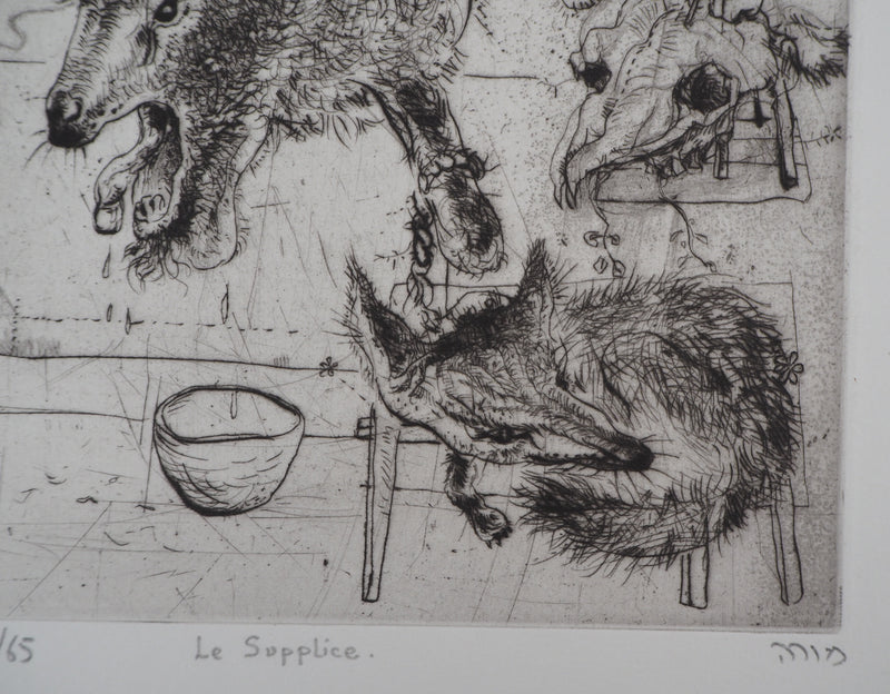 Mordecaï MOREH : Le supplice, Gravure originale signée