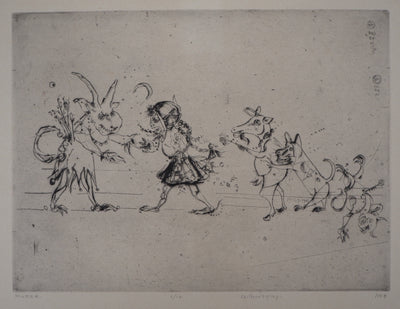 Mordecaï MOREH : Children's play, Gravure originale signée