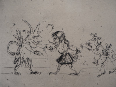 Mordecaï MOREH : Children's play, Gravure originale signée