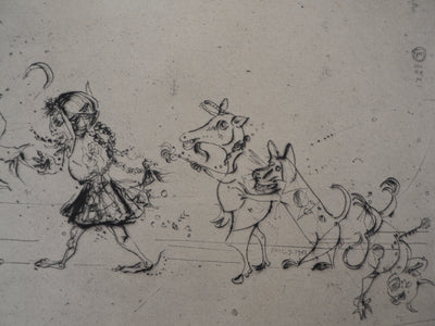 Mordecaï MOREH : Children's play, Gravure originale signée