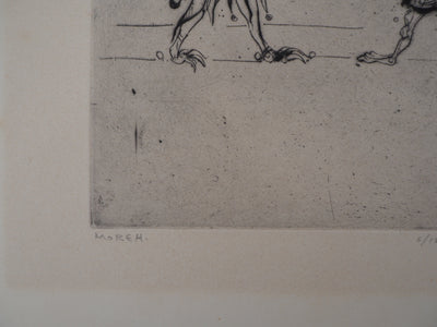 Mordecaï MOREH : Children's play, Gravure originale signée