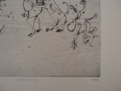 Mordecaï MOREH : Children's play, Gravure originale signée