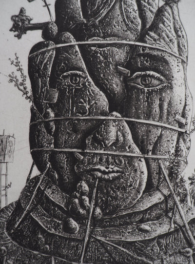 Mordecaï MOREH : Je suis entré dans la pierre, Gravure originale signée