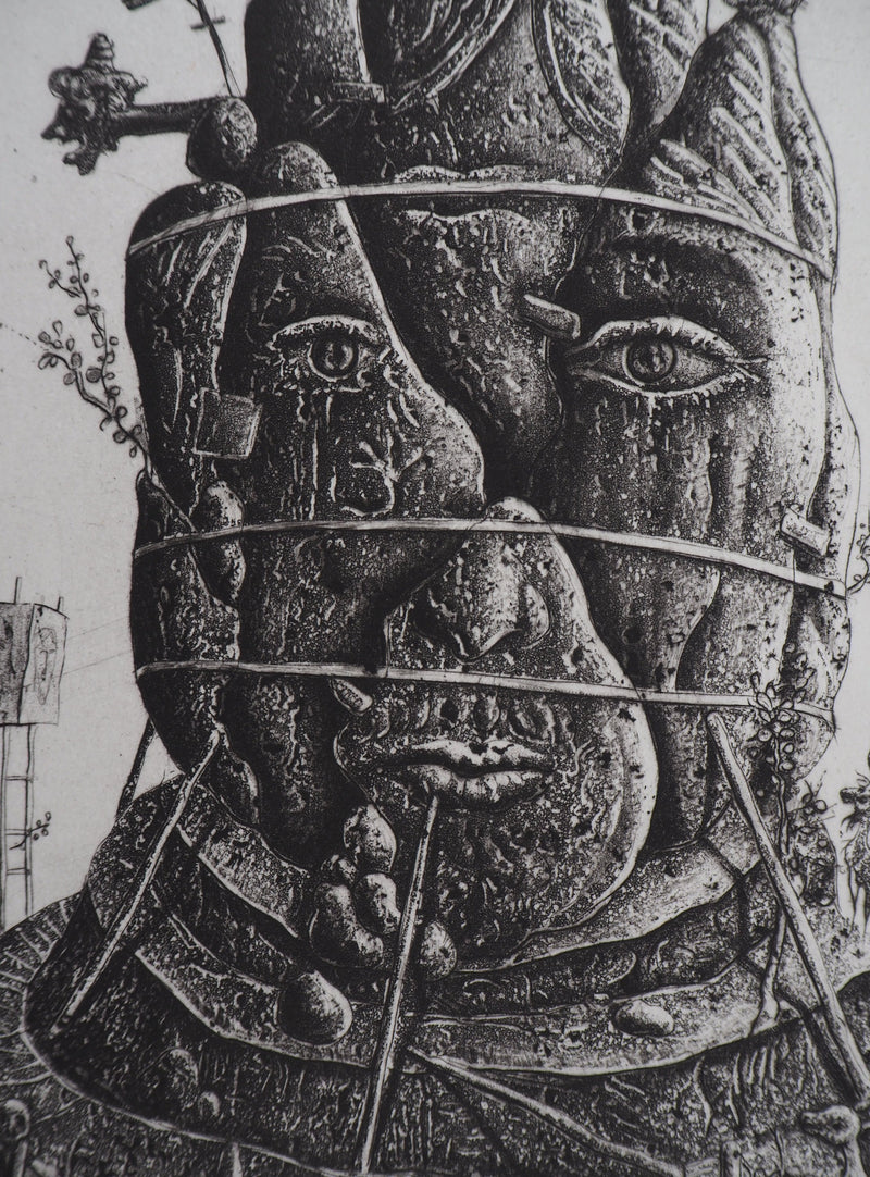 Mordecaï MOREH : Je suis entré dans la pierre, Gravure originale signée