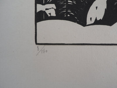 Philippe BURNOT : La neige, Gravure sur bois originale signée