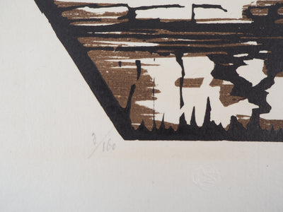 Henri MARRET : Eglise de Mareil, Gravure sur bois originale signée