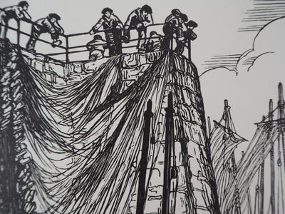 Henry CHEFFER : Au port de Douarnenez, Gravure sur bois originale (photo de détail 4) - Crédit photo : Galerie Art.Paris