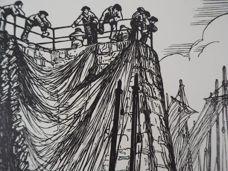 Henry CHEFFER : Au port de Douarnenez, Gravure sur bois originale (photo de détail 4) - Crédit photo : Galerie Art.Paris