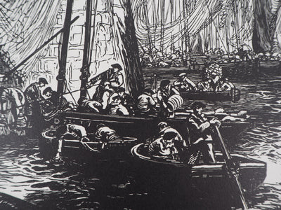 Henry CHEFFER : Au port de Douarnenez, Gravure sur bois originale (photo de détail 5) - Crédit photo : Galerie Art.Paris