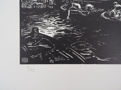 Henry CHEFFER : Au port de Douarnenez, Gravure sur bois originale (photo de détail 6) - Crédit photo : Galerie Art.Paris