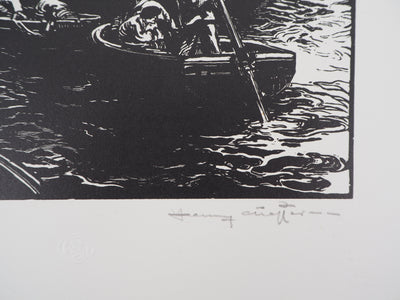 Henry CHEFFER : Au port de Douarnenez, Gravure sur bois originale (photo de détail 2) - Crédit photo : Galerie Art.Paris