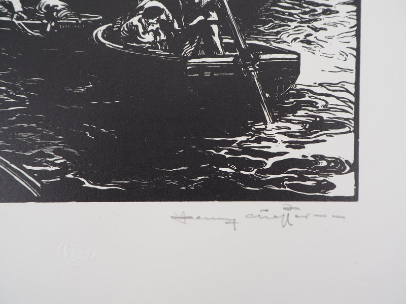 Henry CHEFFER : Au port de Douarnenez, Gravure sur bois originale (photo de détail 2) - Crédit photo : Galerie Art.Paris