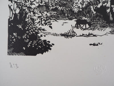BT Georges LE MEILLEUR: At the Dabin mill at the cast iron, laye, Original signed woodcut, 1922