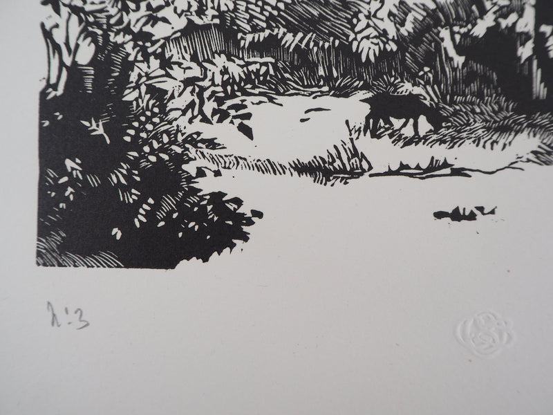 BT Georges LE MEILLEUR: At the Dabin mill at the cast iron, laye, Original signed woodcut, 1922