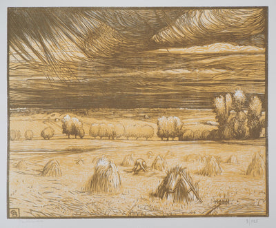 Paul BAUDIER : Moisson, les meules dans les champs, Gravure sur bois originale (photo de détail 3) - Crédit photo : Galerie Art.Paris