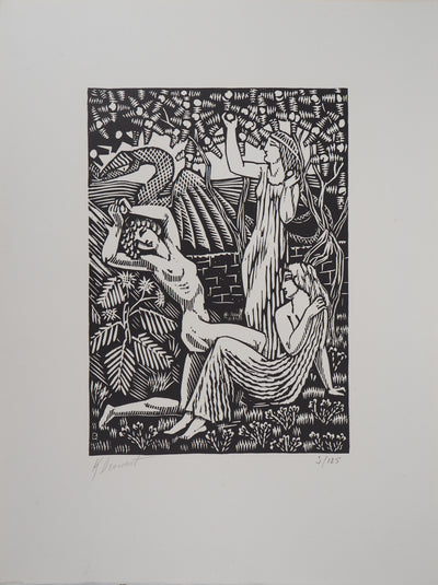 Raphaël DROUART : Mythologie, le jardin des Hespérides, Gravure sur bois originale (photo de détail 3) - Crédit photo : Galerie Art.Paris