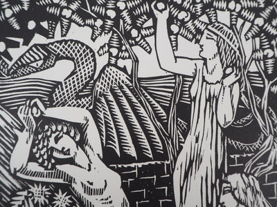 Raphaël DROUART : Mythologie, le jardin des Hespérides, Gravure sur bois originale (photo de détail 4) - Crédit photo : Galerie Art.Paris