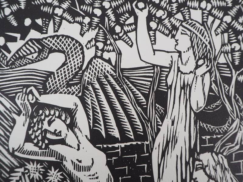 Raphaël DROUART : Mythologie, le jardin des Hespérides, Gravure sur bois originale (photo de détail 4) - Crédit photo : Galerie Art.Paris