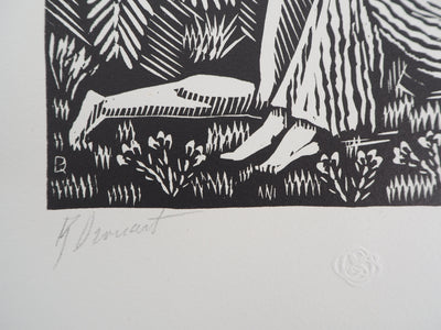 Raphaël DROUART : Mythologie, le jardin des Hespérides, Gravure sur bois originale (photo de détail 2) - Crédit photo : Galerie Art.Paris