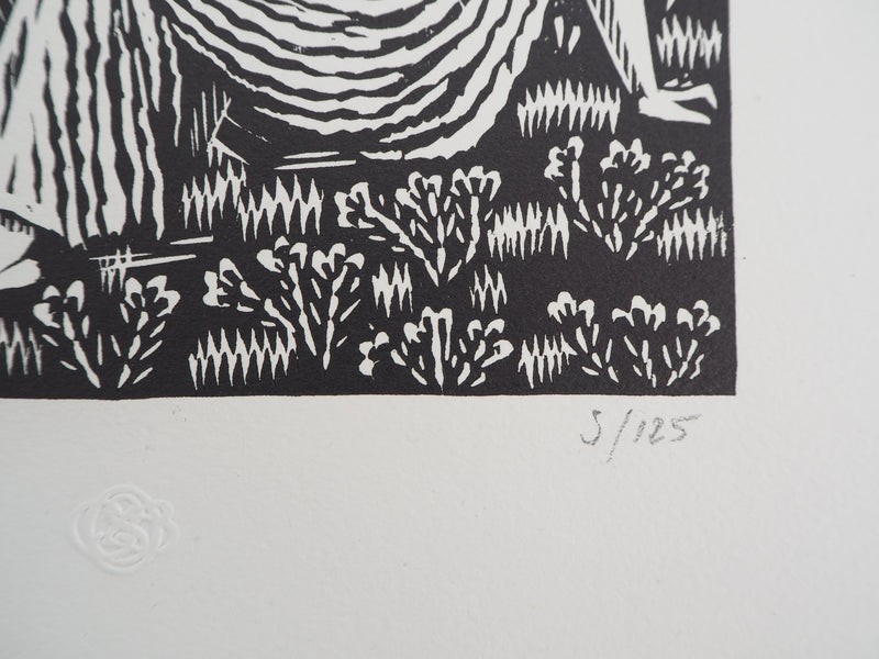 Raphaël DROUART : Mythologie, le jardin des Hespérides, Gravure sur bois originale (photo de détail 6) - Crédit photo : Galerie Art.Paris