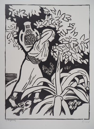 Jules MIGONNEY : Orientalisme, Jeune fille Kabyle, Gravure sur bois originale (vue générale) - Crédit photo : Galerie Art.Paris