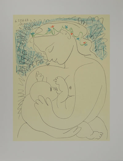 Pablo PICASSO : Maternité, Lithographie originale (vue générale) - Crédit photo : Galerie Art.Paris
