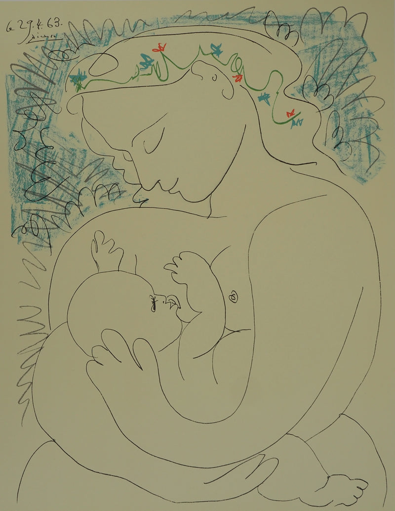Pablo PICASSO : Maternité, Lithographie originale (photo de détail 3) - Crédit photo : Galerie Art.Paris