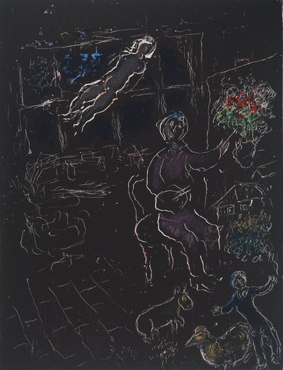 Marc CHAGALL : L'Atelier de Nuit, Lithographie originale (photo de détail 3) - Crédit photo : Galerie Art.Paris