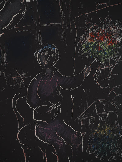 Marc CHAGALL : L'Atelier de Nuit, Lithographie originale (photo de détail 7) - Crédit photo : Galerie Art.Paris
