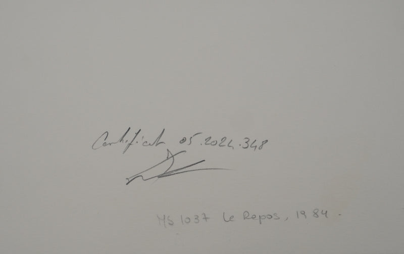 Marc CHAGALL : Le Repos, Lithographie originale (photo de détail 2) - Crédit photo : Galerie Art.Paris