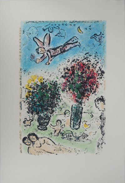 Marc CHAGALL : Le Ciel Bleu des Rêves, Lithographie originale (vue générale) - Crédit photo : Galerie Art.Paris