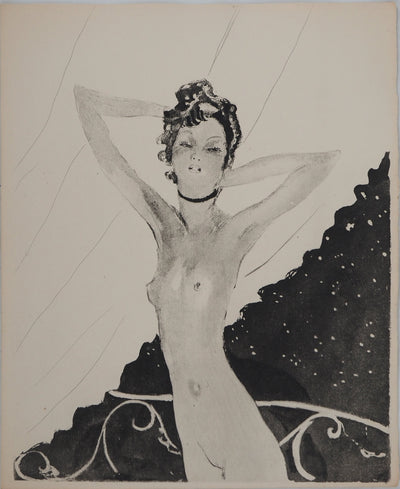 Jean-Gabriel DOMERGUE : Nu sur le balcon, Gravure originale (vue générale) - Crédit photo : Galerie Art.Paris