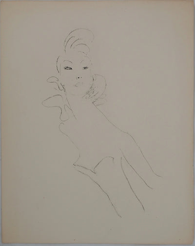 Jean-Gabriel DOMERGUE : Jeune femme au bustier, Gravure originale (vue générale) - Crédit photo : Galerie Art.Paris