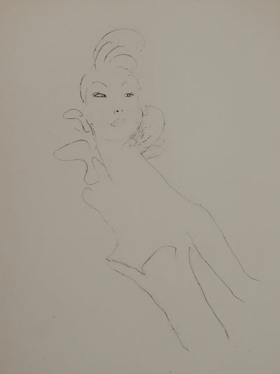 Jean-Gabriel DOMERGUE : Jeune femme au bustier, Gravure originale (photo de détail 2) - Crédit photo : Galerie Art.Paris